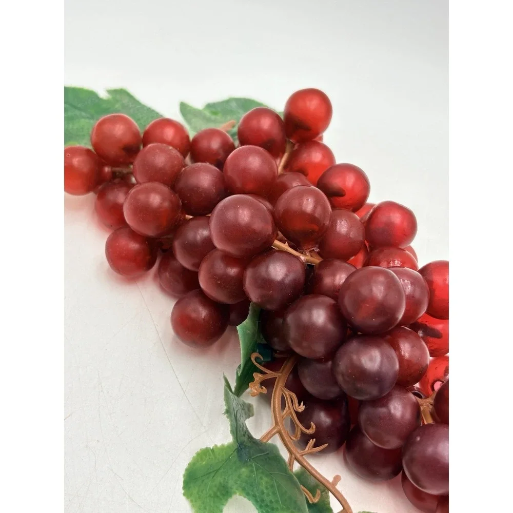 Vintage Rubber Grapes Clusters Lot 3 Red Green Amber Faux Fruit Kitchen Decor